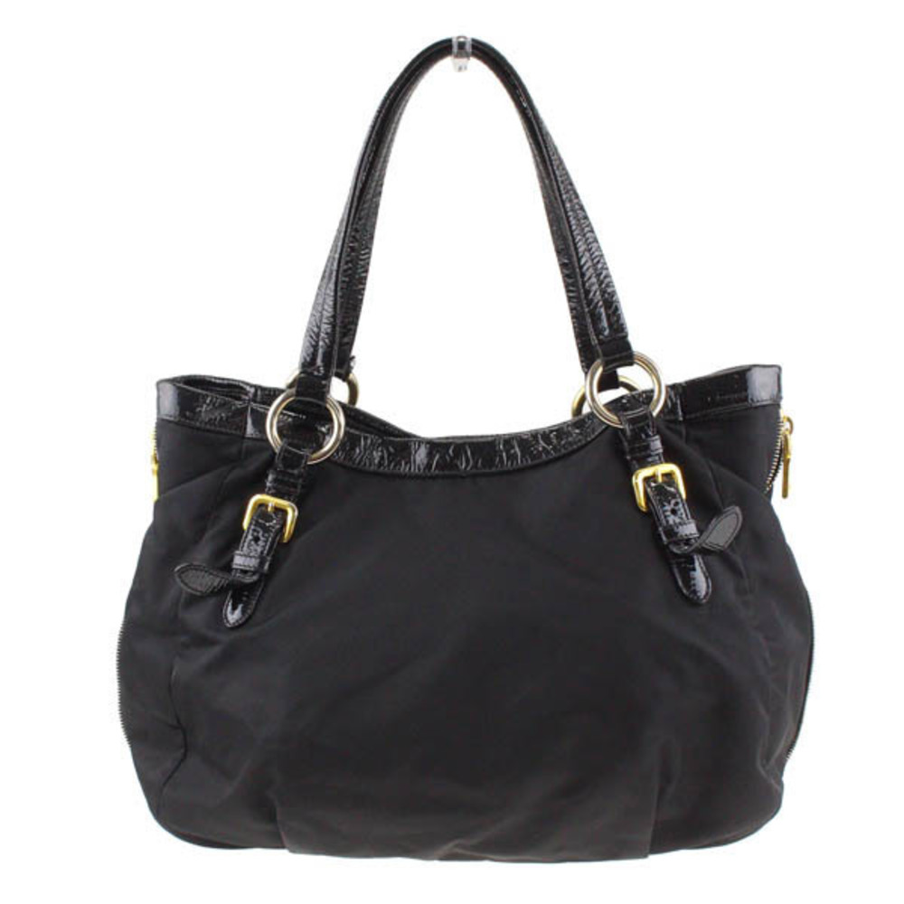 Prada Pocono Tote Ladies Shoulder Bag Nylon X Enamel Black - Picture 5 of 9